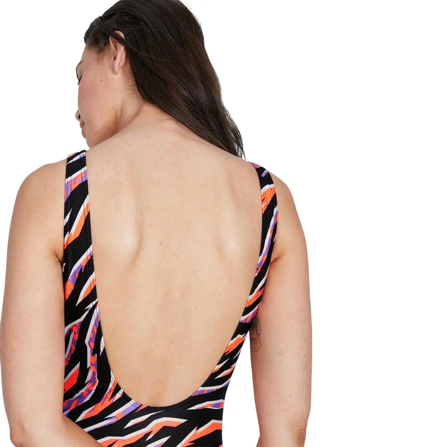 Badeanzug für , Tiefer Rückenausschnitt Damen Schwarz/Violett 5/5