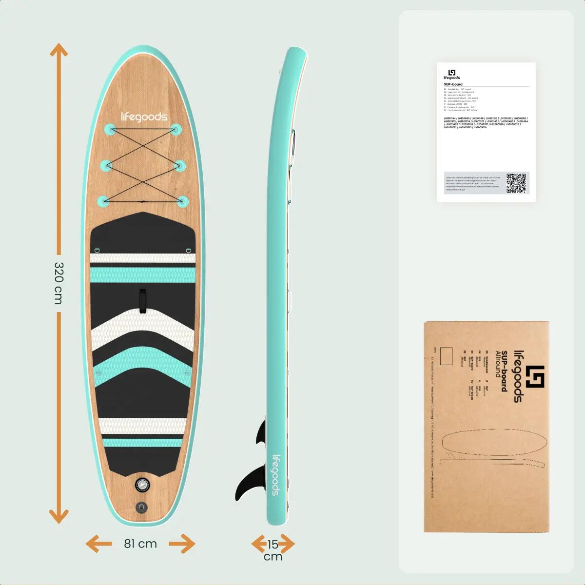 PaddlePro SUP Board - met zitje - opblaasbaar - 320cm - max 150kg - Hout/Groen 7/10