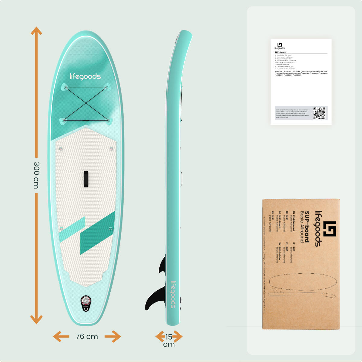 SUP Board Allround Compact - 300cm - max 100kg - beginners - Mintgroen 7/10