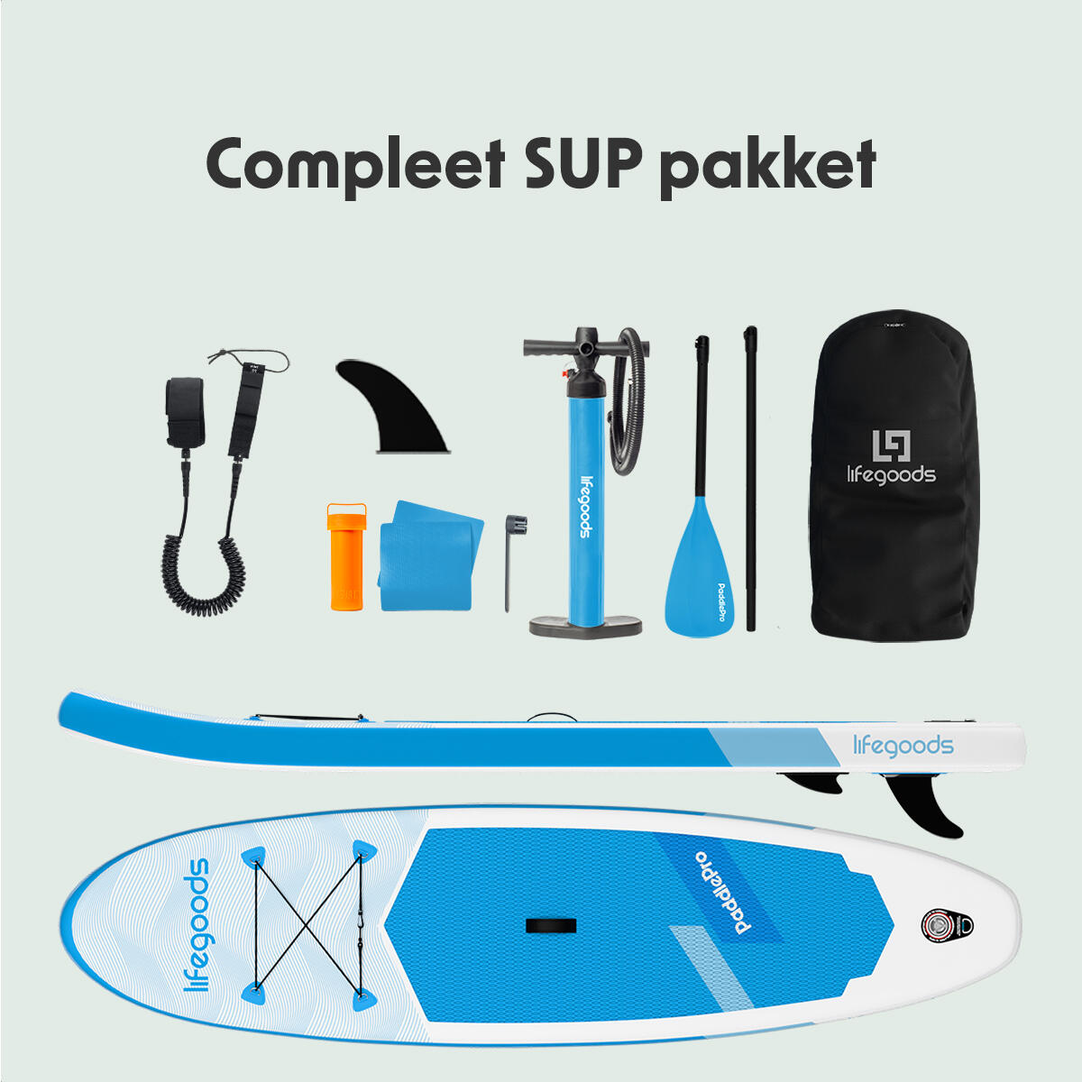 SUP Board Allround Compact - 300cm - max 100kg - beginners - Wit/Lichtblauw 6/10