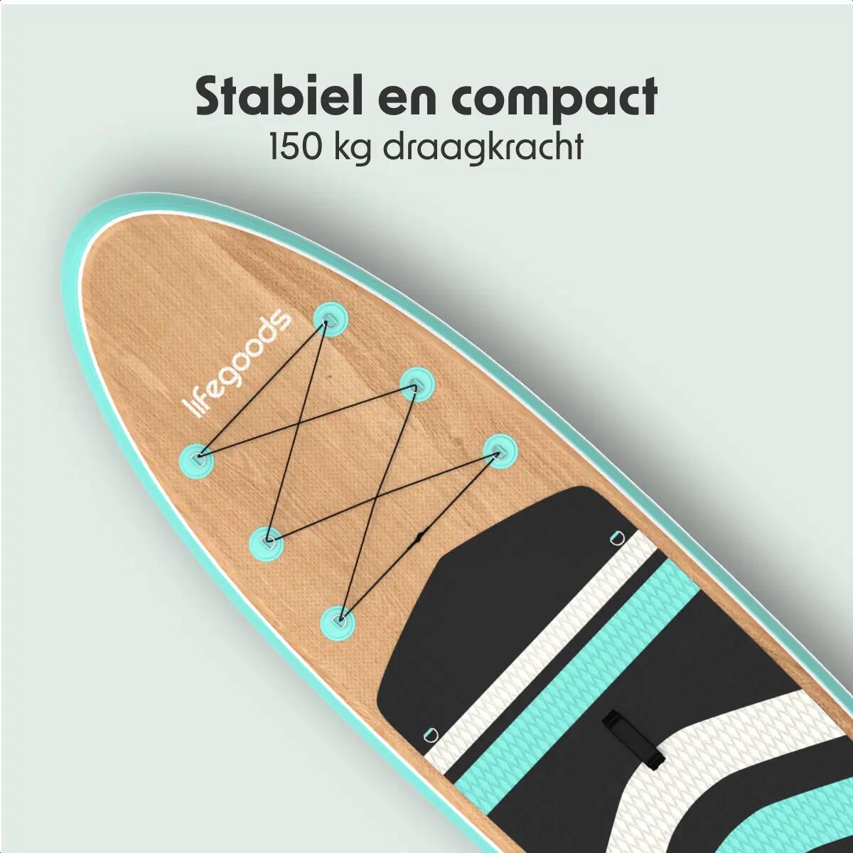 PaddlePro SUP Board - met zitje - opblaasbaar - 320cm - max 150kg - Hout/Groen 5/10
