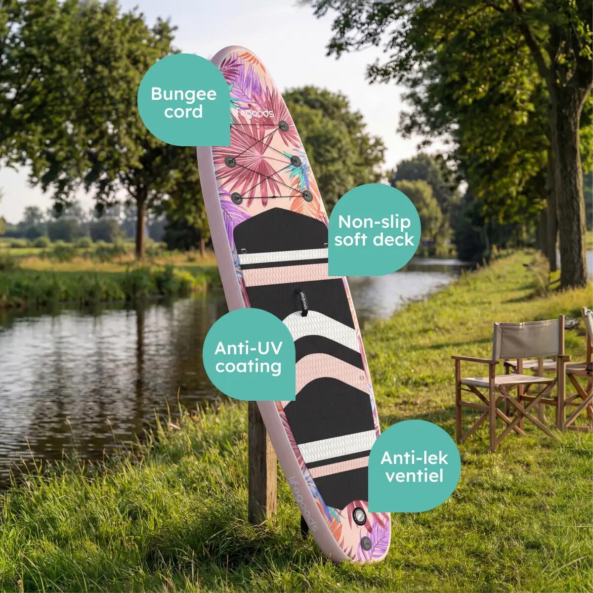PaddlePro SUP Board - opblaasbaar - 320cm - max 150kg - Tropical Roze 8/10