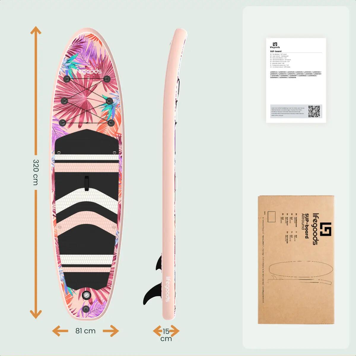 PaddlePro SUP Board - opblaasbaar - 320cm - max 150kg - Tropical Roze 7/10