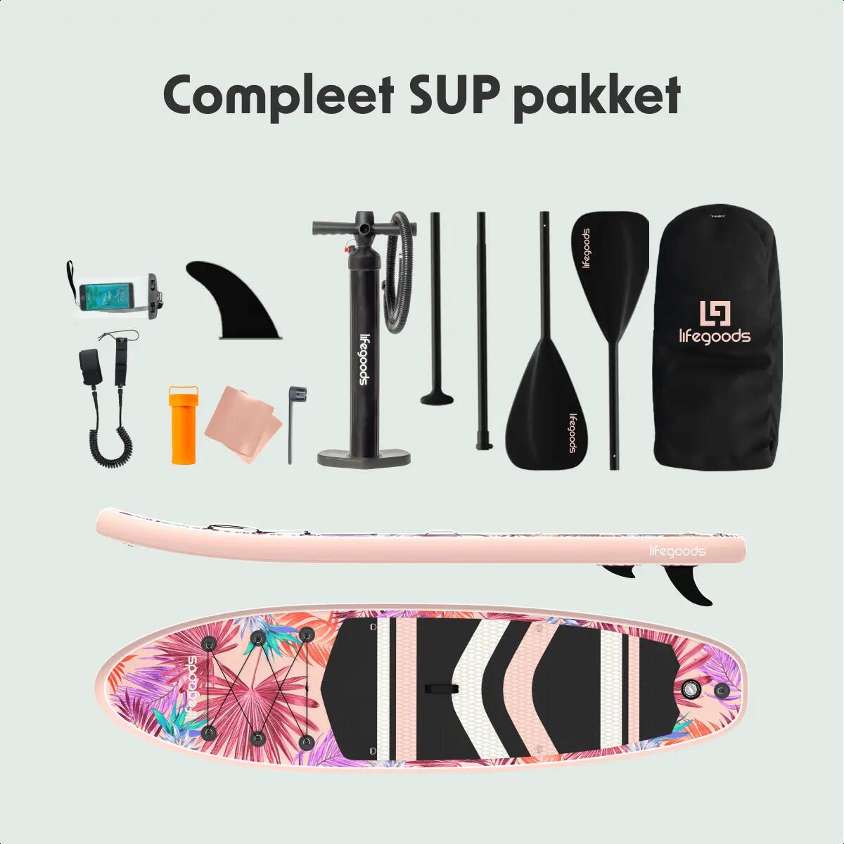 PaddlePro SUP Board - opblaasbaar - 320cm - max 150kg - Tropical Roze 9/10