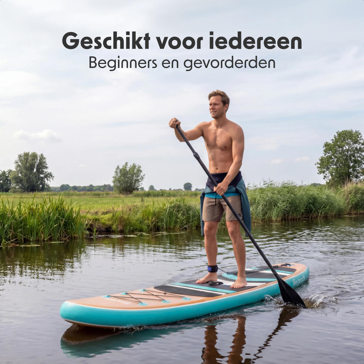 PaddlePro SUP Board - met zitje - opblaasbaar - 320cm - max 150kg - Hout/Groen 3/10
