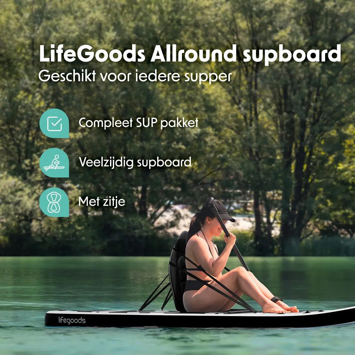 PaddlePro SUP Board - met zitje - opblaasbaar - 320cm - max 150kg - Zwart/Wit 2/10