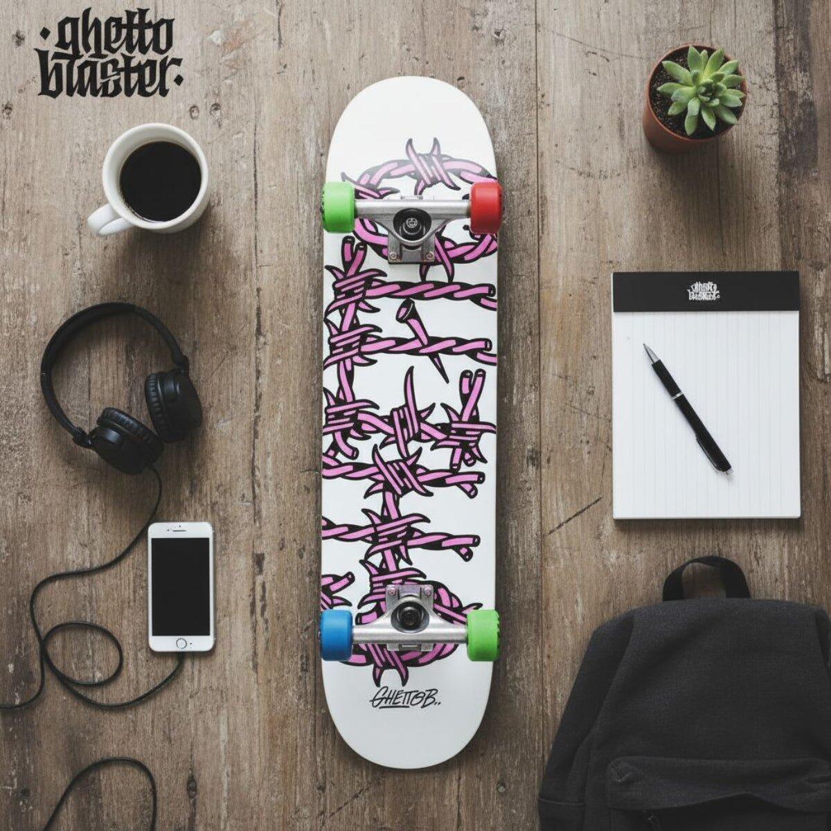 Skateboard Ghettoblaster para empezar Barded Wire Rosa 8.125" 9/11