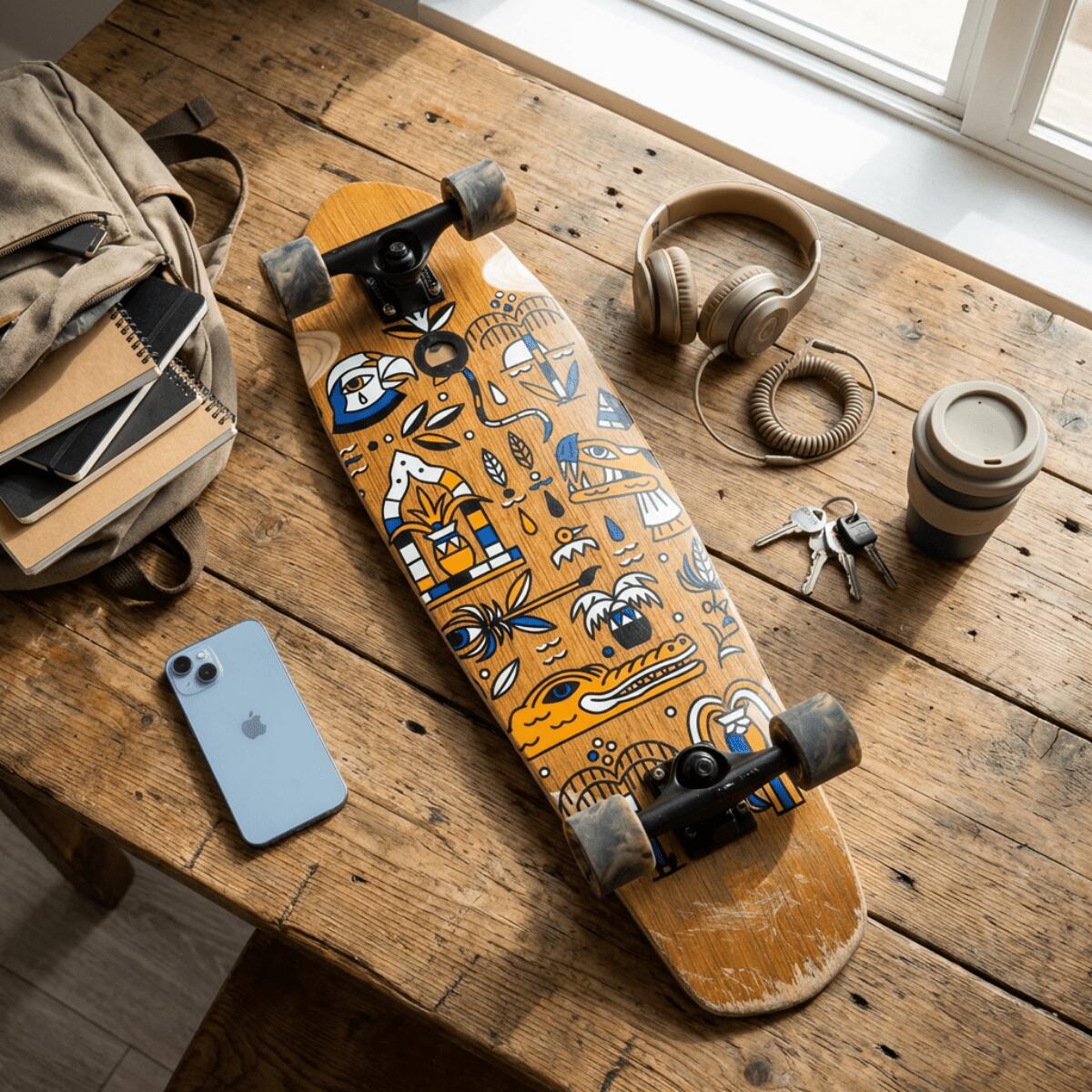 Skateboard Cruiser Ghettoblaster Teck Geroglific 32" -9,125" 9/11