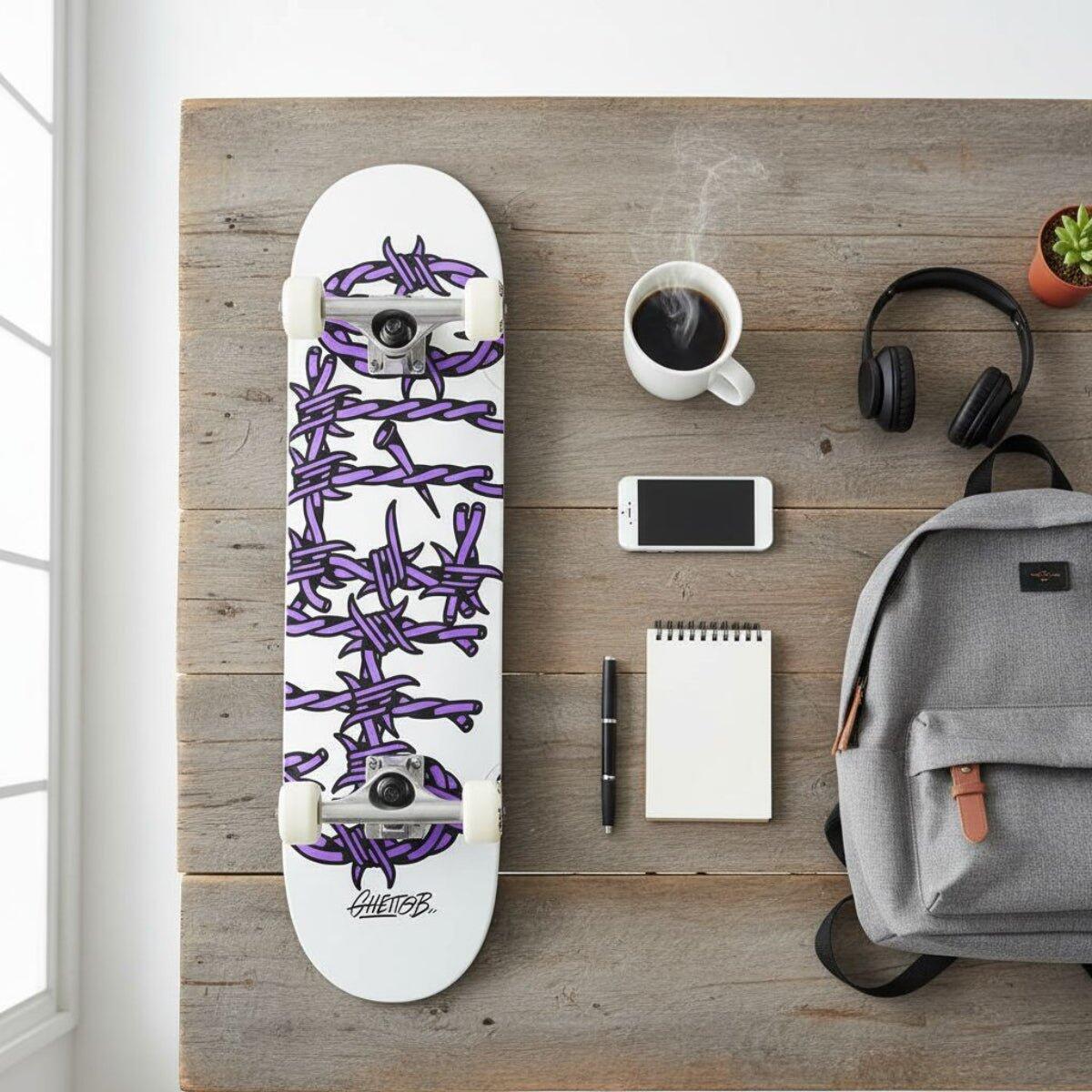 Skateboard Ghettoblaster para empezar Barded Wire Pou  8.25" 9/11