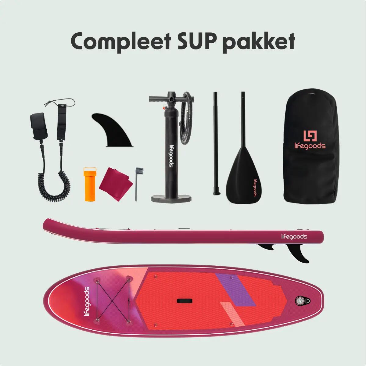 SUP Board Allround Compact - 300cm - max 100kg - beginners - Rood/Lila 9/10