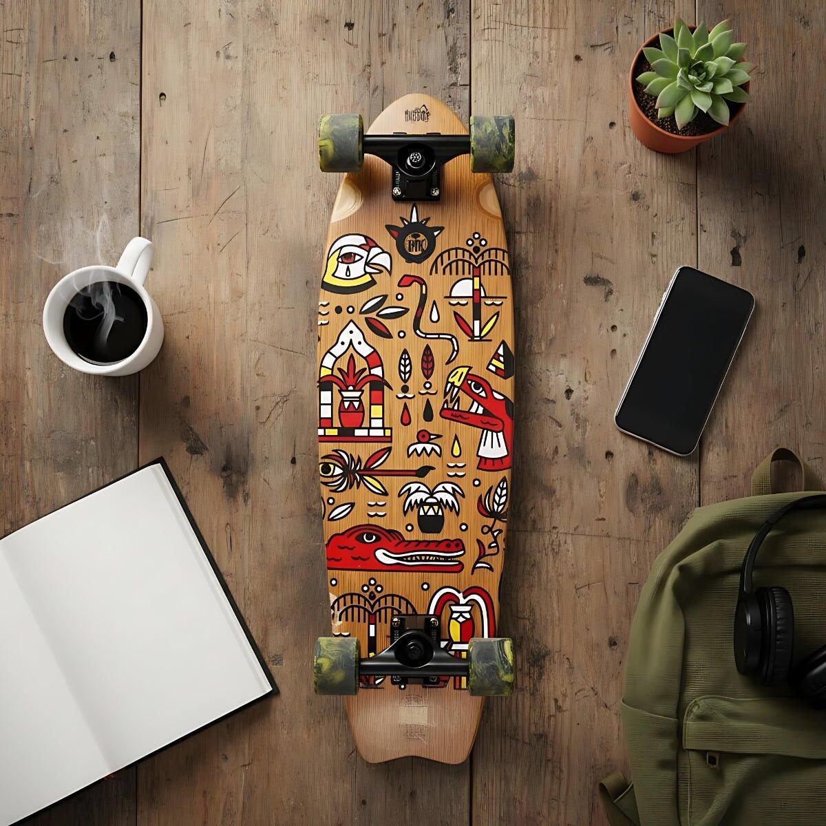 Skateboard Cruiser Ghettoblaster Teck Geroglific Fishtail 30" -9" 9/11