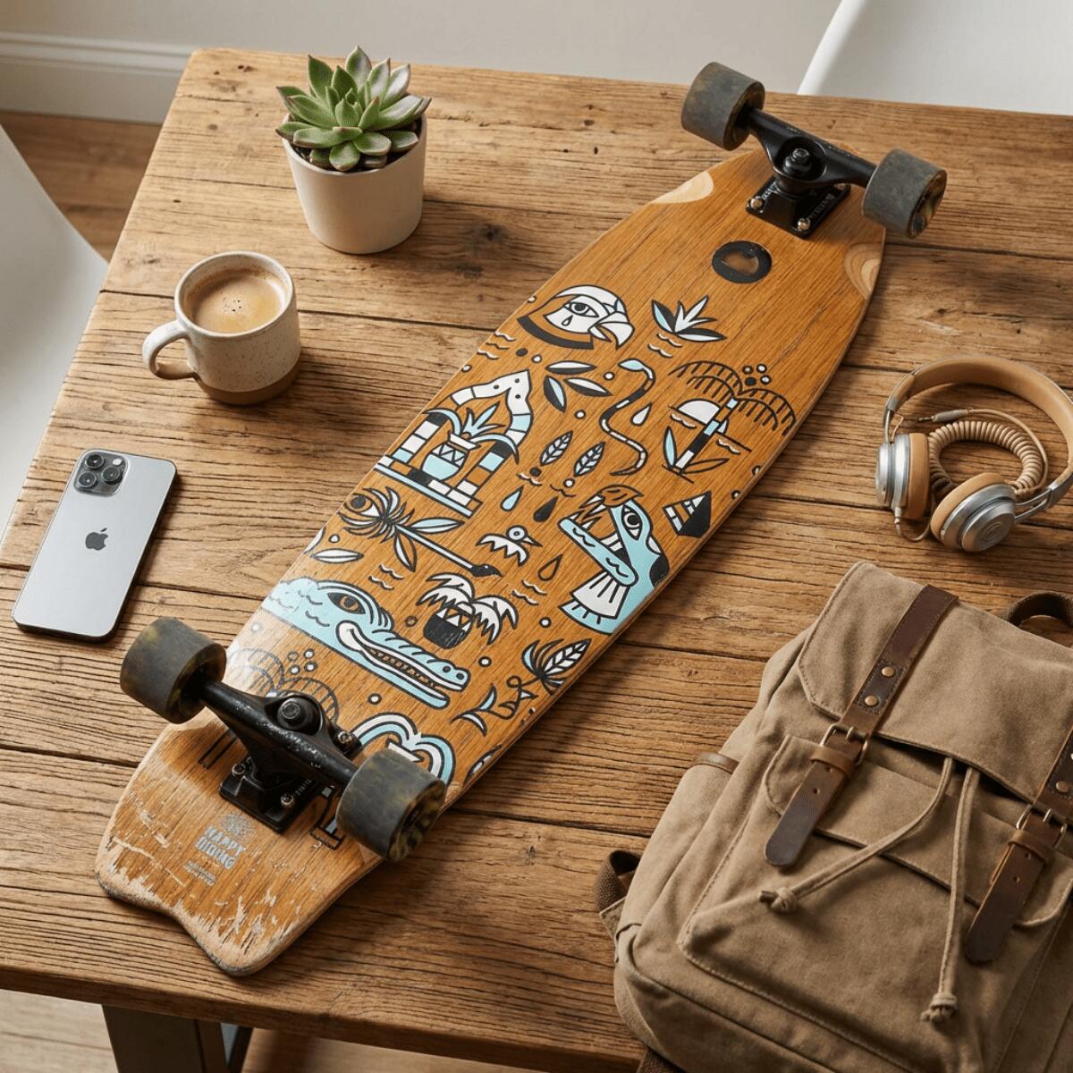 Skateboard Cruiser Ghettoblaster Teck Geroglific Fidh queue 33" -9,5" 9/11