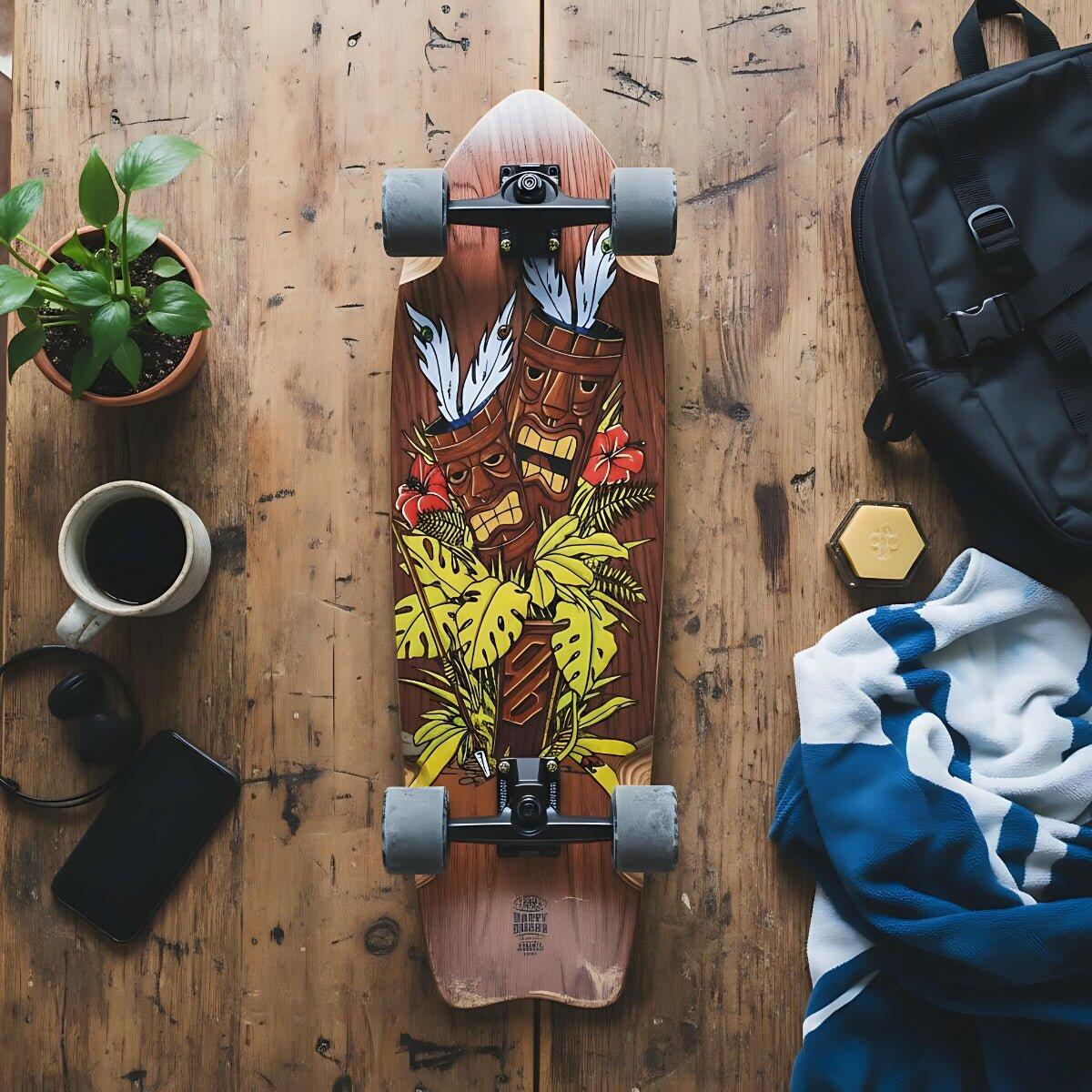 Patineta Ghettoblaster Surfskate Tiki Token Mogano Cola de pez 32" 9.875" 9/11