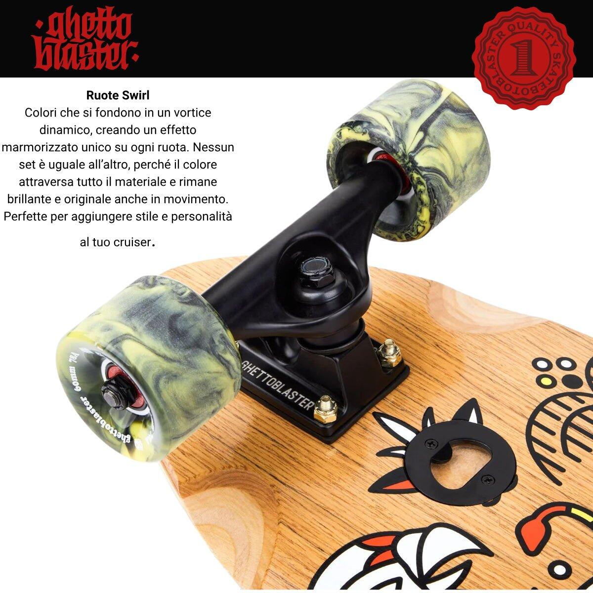 Skateboard Cruiser Ghettoblaster Teck Geroglific Fidh queue 33" -9,5" 7/11