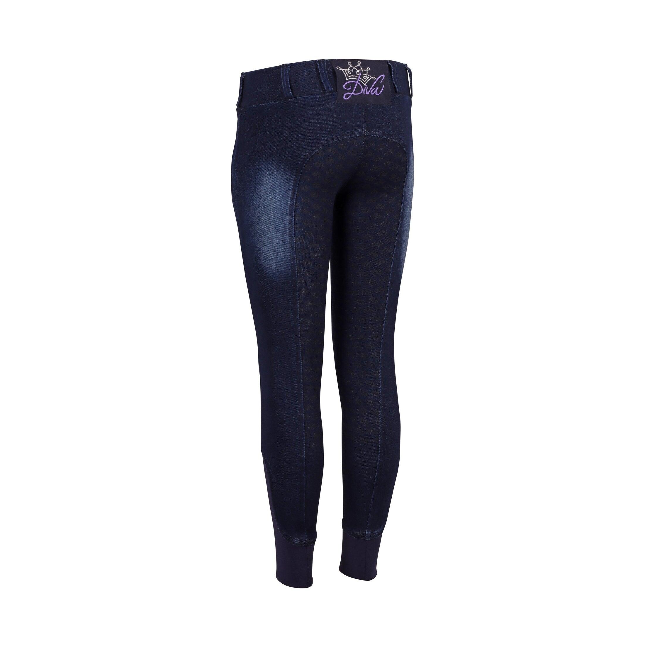 Pantalon d'équitation Equitights Denim Diva Violet Full Grip enfant 4/4