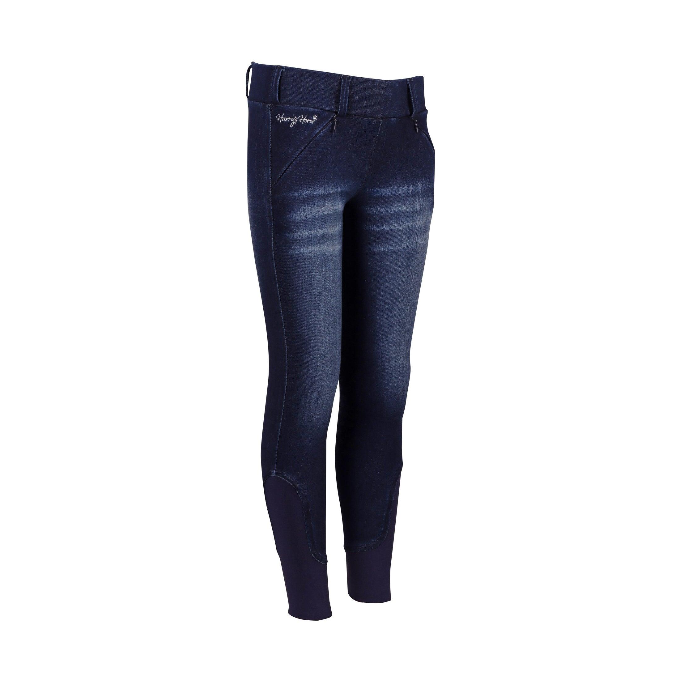 Pantalon d'équitation Equitights Denim Diva Violet Full Grip enfant 3/4