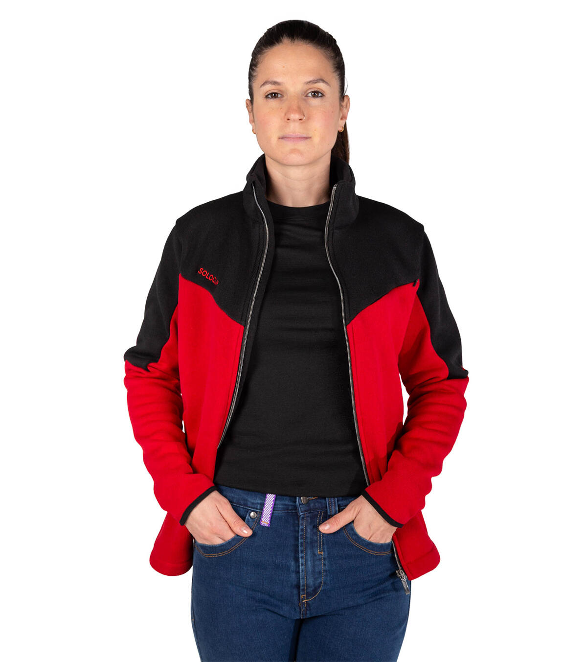 Casaco Polar de Montanha Tipo Blusão Respirável Ursus Mulher Vermelho 3/5
