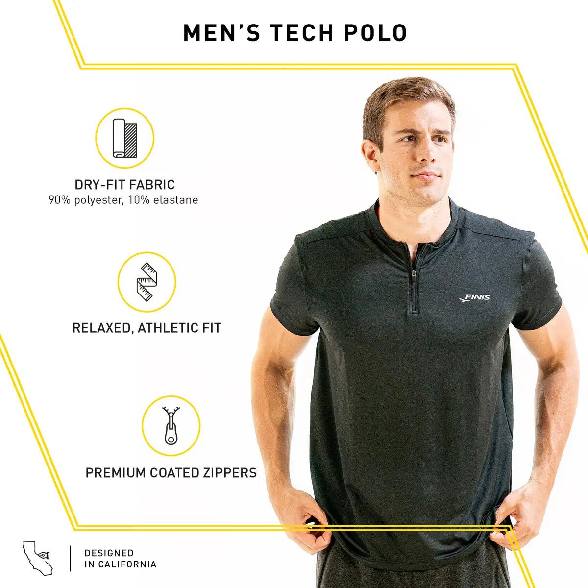 Tricou sport Polo barbati Tech Polo - negru 3/5