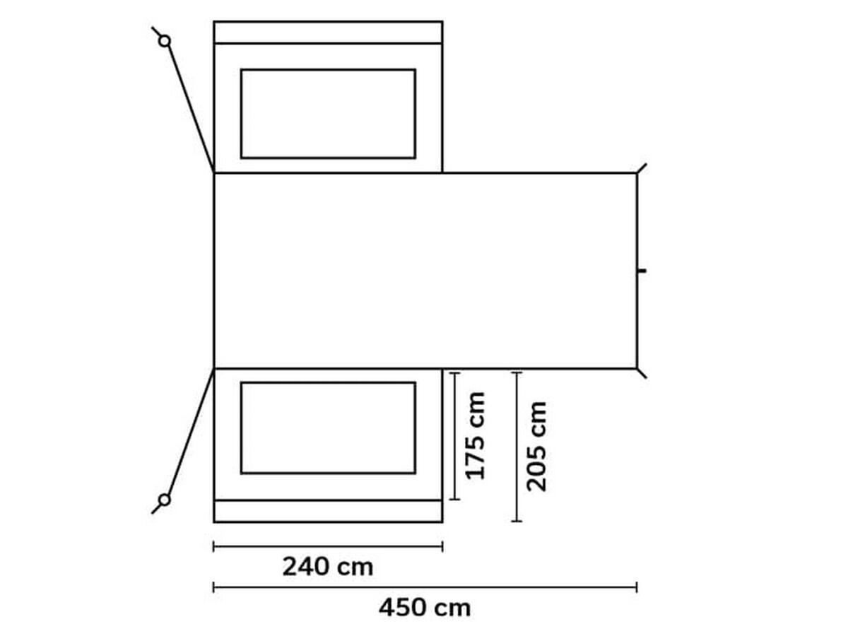 Vorzelt Rondal 450 x 400cm - Vorzelt Erweiterung für Tunnelzelt, Familienzelt 9/14