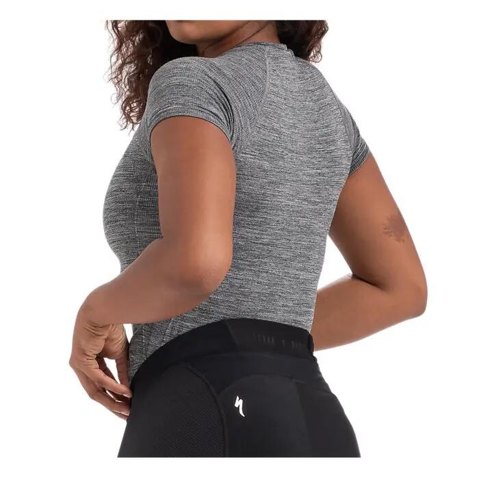 Tricou ciclism maneca scurta pentru femei Seamless Base Layer SS - gri melanj 4/5