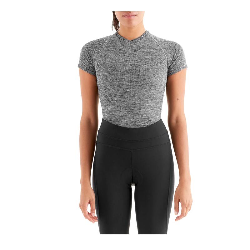 Tricou ciclism maneca scurta pentru femei Seamless Base Layer SS - gri melanj