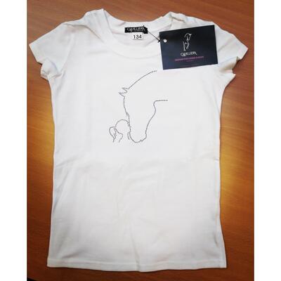 Cavalliera kids t-shirt met rose strassdeco paardenhoofd