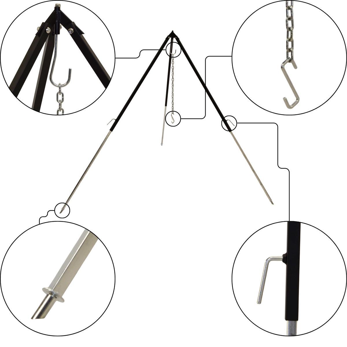 Stojak trójnóg do grilla 150CM regulowany 4/6