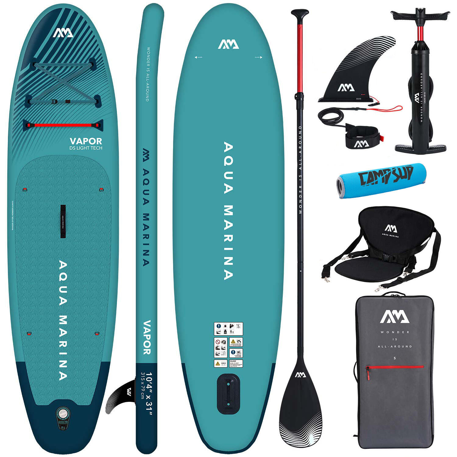 AQUA MARINA Paddleboard Vapor 10'4" Aqua Splash BT-23VAP-SEDAČKA + BÓJKA