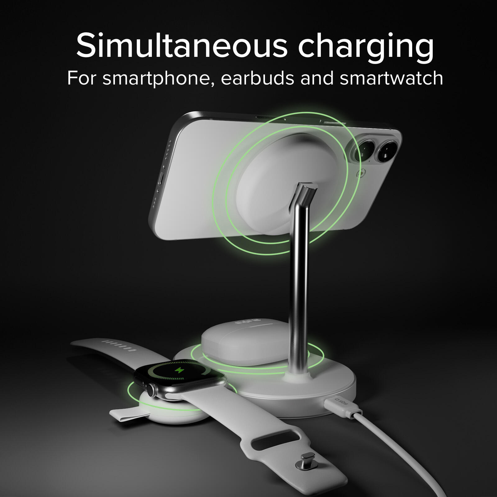 Stazione wireless Qi2.2 per smartphone, auricolari e smartwatch 7/7