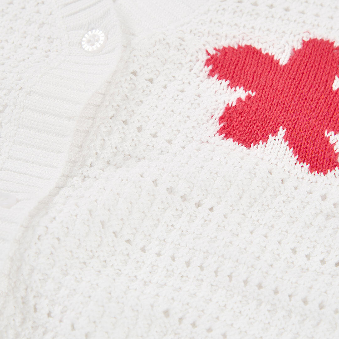 Chaqueta niña punto de blanco 3/4