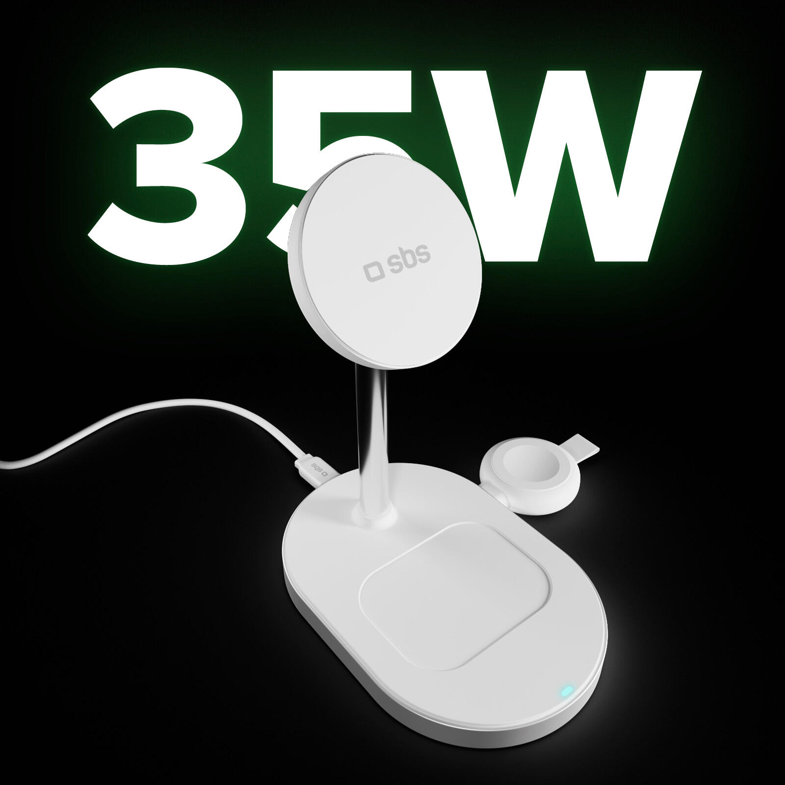 Stazione wireless Qi2.2 per smartphone, auricolari e smartwatch 3/7