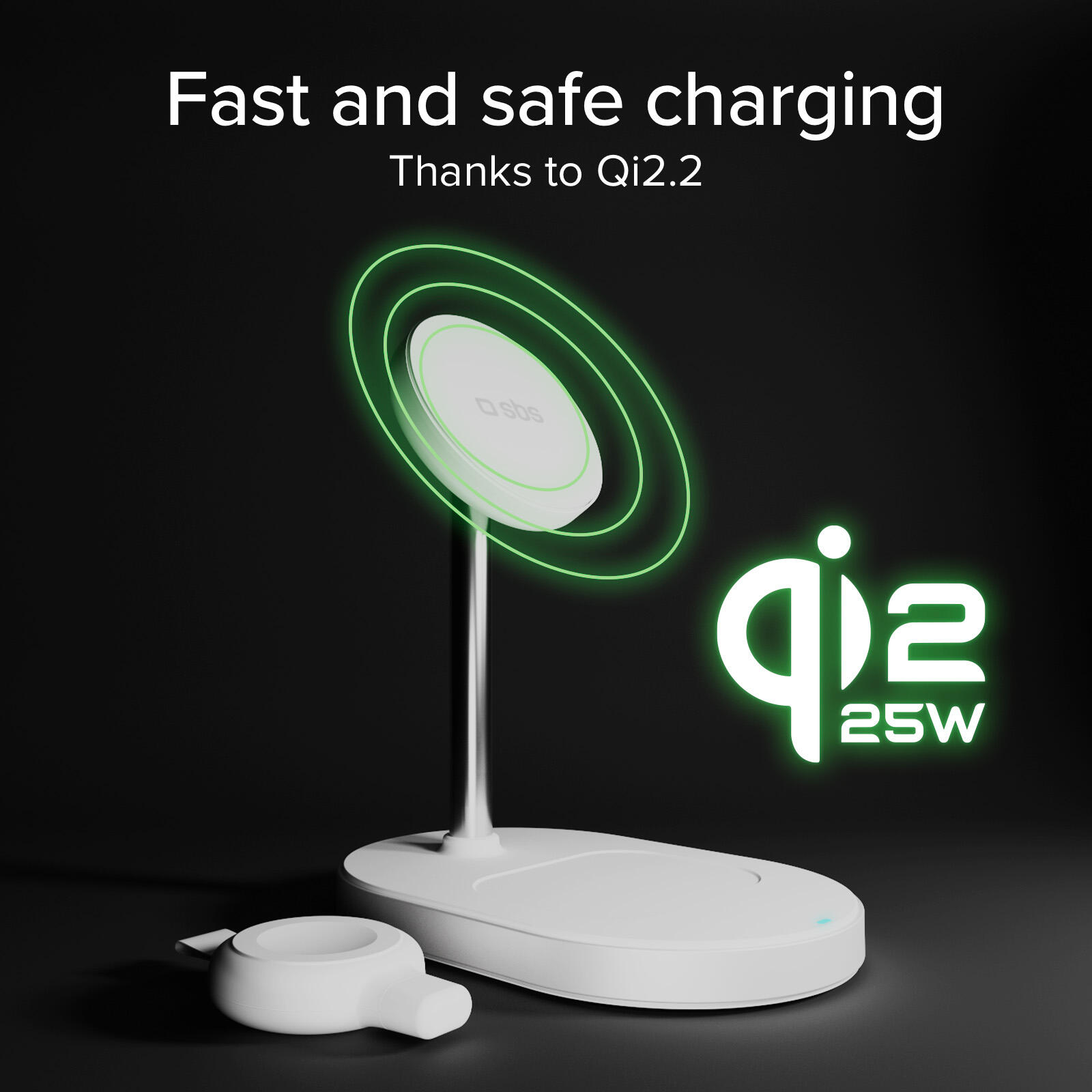 Stazione wireless Qi2.2 per smartphone, auricolari e smartwatch 2/7