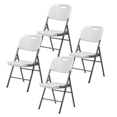 Brasq set van 4 klapstoelen wit - opvouwbare stoelen - pvc - 120 kg