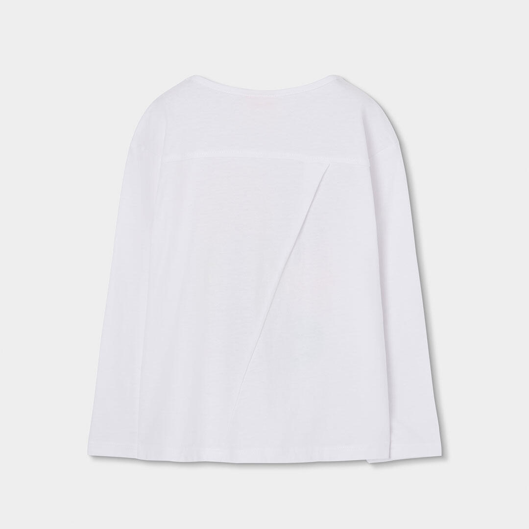 Camiseta niña punto manga larga algodón blanco 2/4