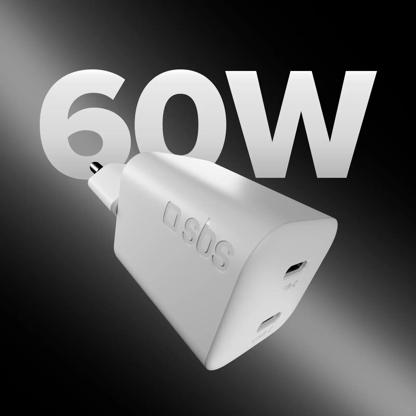 60W PD en AVS-wandladerkit met 2 poorten en 1,5 m gevlochten USB-C-kabel 2/7