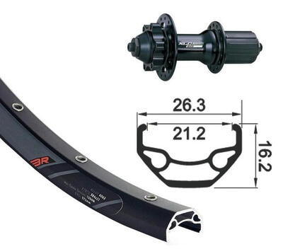 Xlc wiel|achterwiel 26x1.90 inch 6-gaats zwart snelspanner 32-gaats rod...