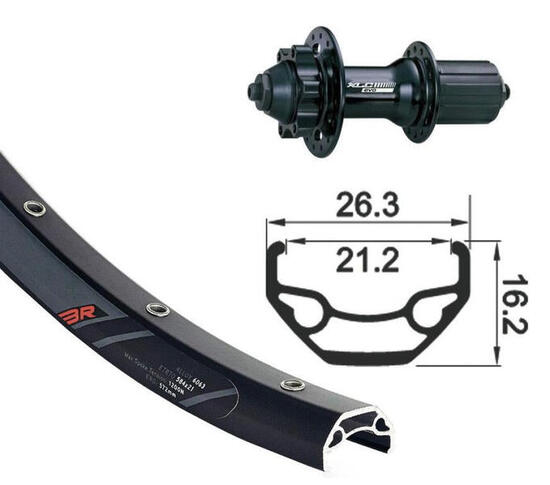 XLC Laufrad|Hinterrad 26x1.90 Zoll 6-Loch schwarz Schnellspanner 32-Loch Rodi...