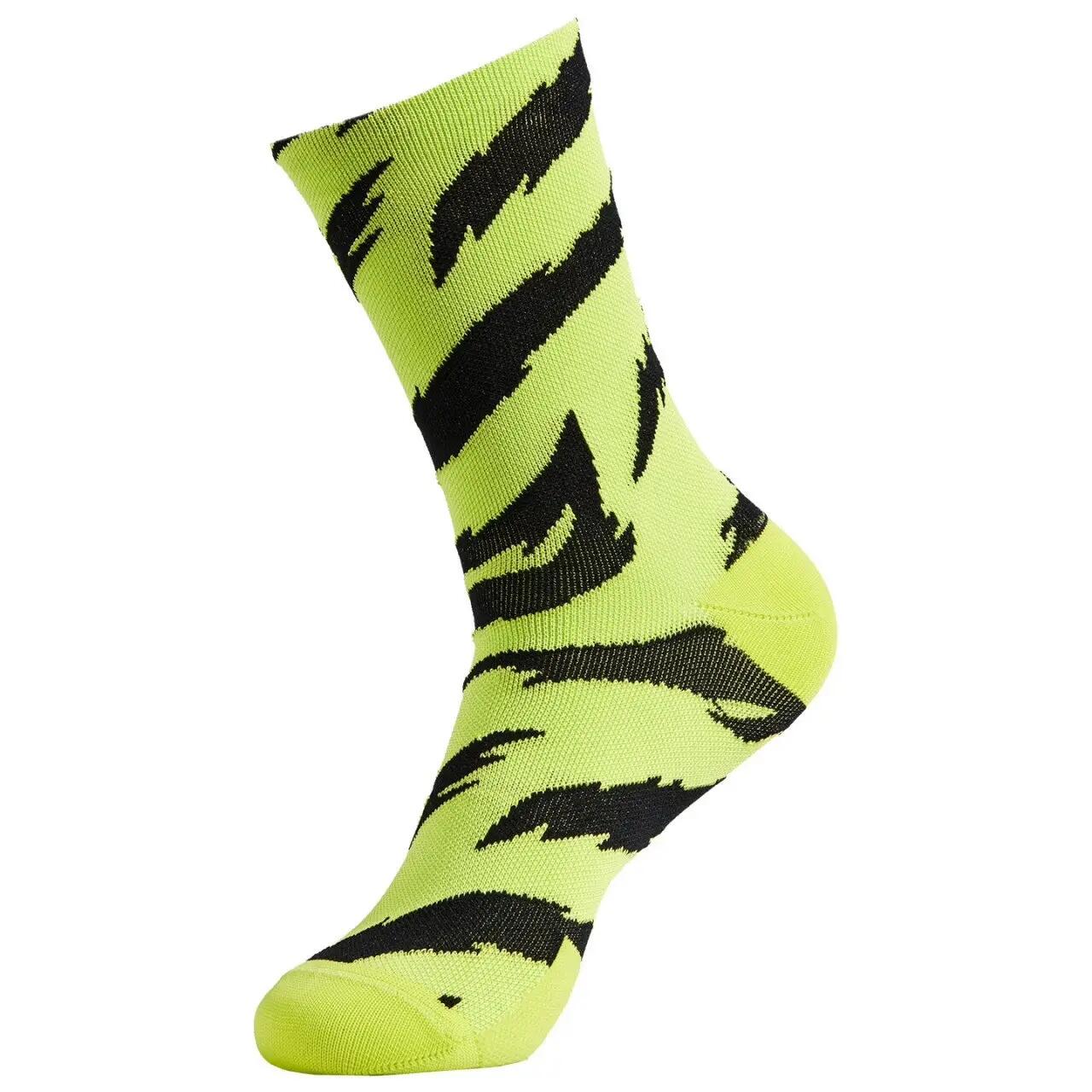 Sosete ciclism Soft Air tall - verde fluo negru 2/2