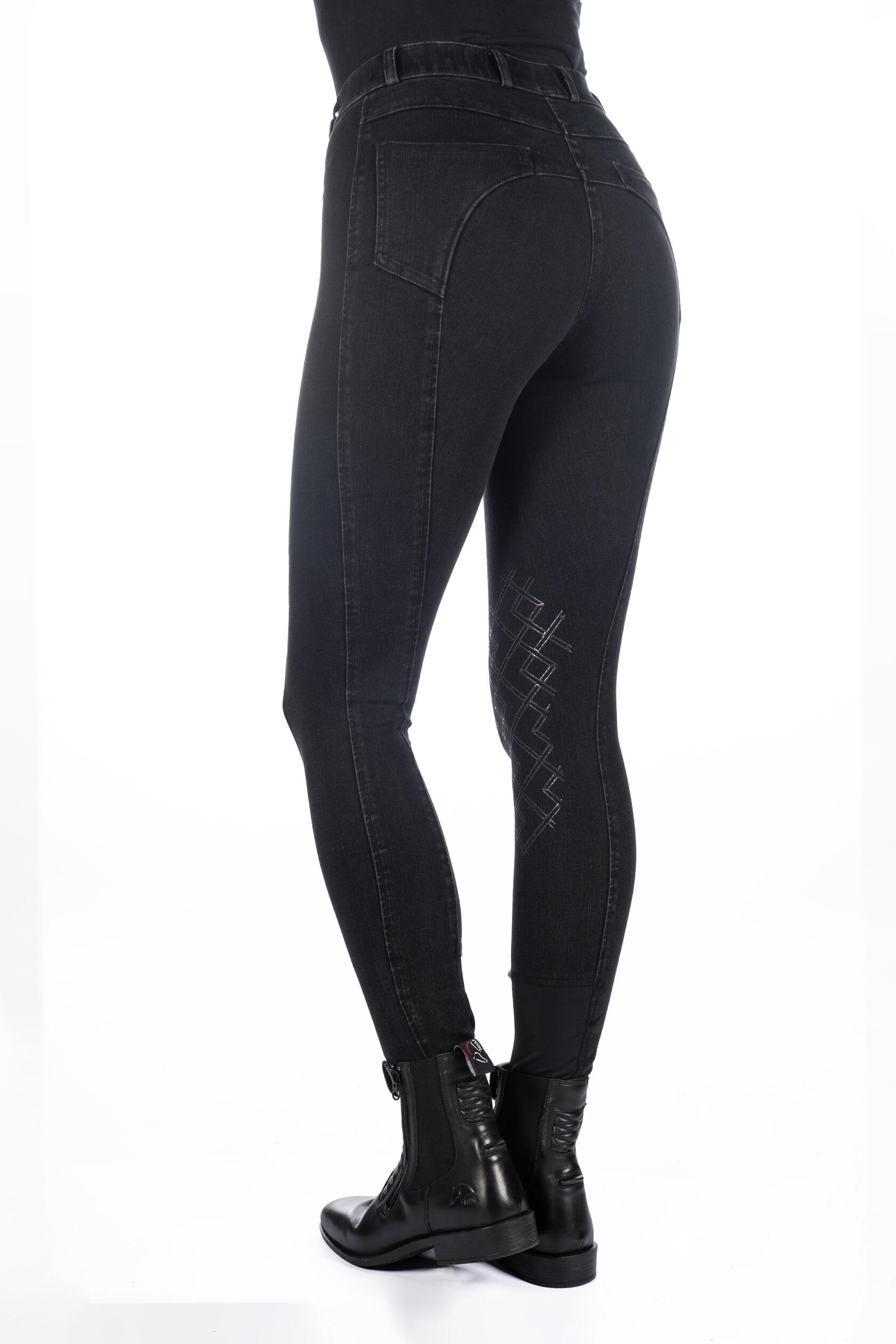 Pantalon d'équitation Harbour Island Denim renfort siliconé au genou 4/7