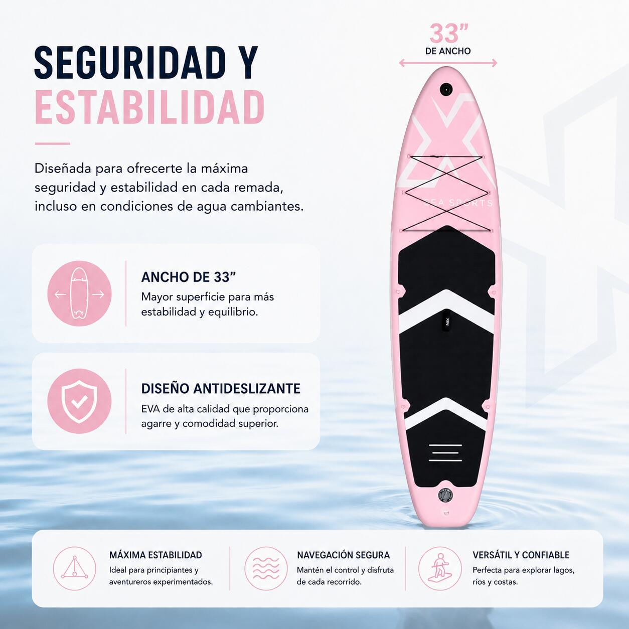 Tabla de paddle surf hinchable 11" rosa 7/8