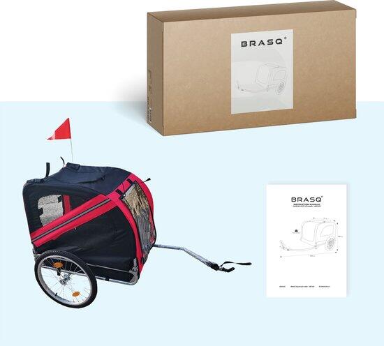 BRASQ Hondenfietskar – Rood/Zwart – Tot 40kg – Opvouwbaar met Reflectoren 2/6