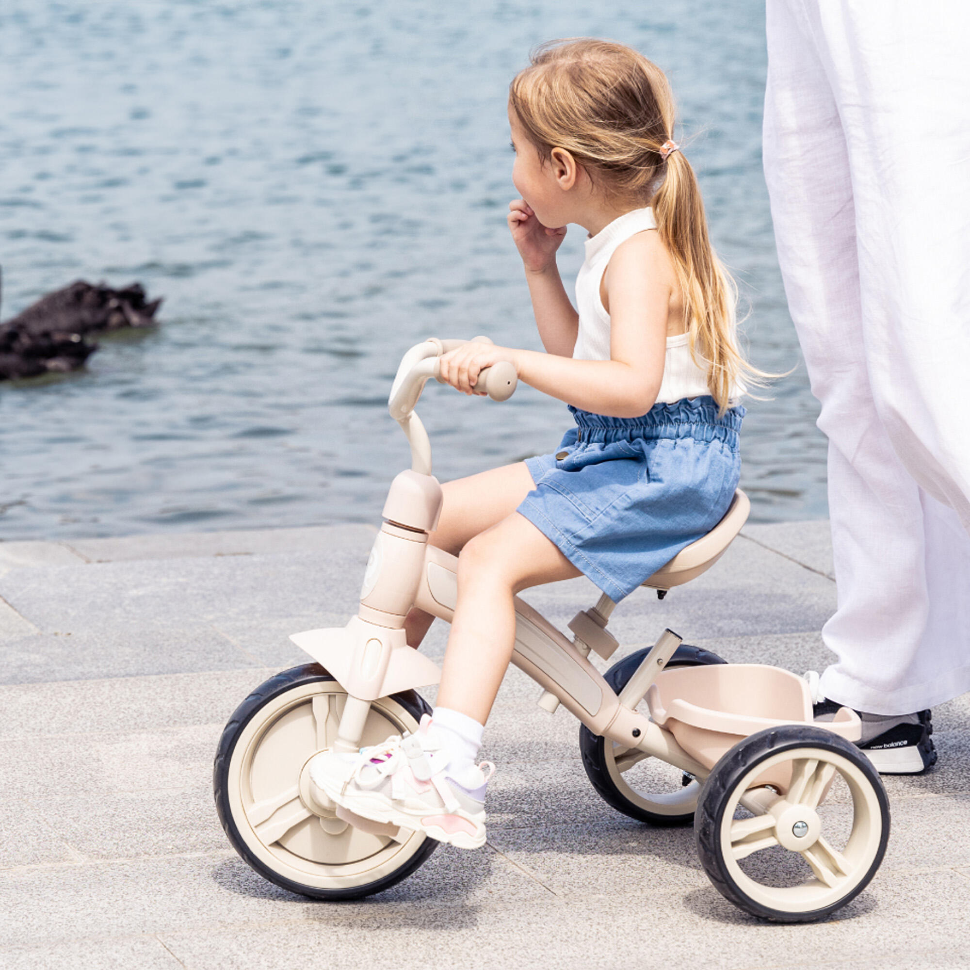 Qplay Elite Pro Triciclo com Barra de Empurrar - Bicicleta Infantil 2em1 - Rosa 4/7