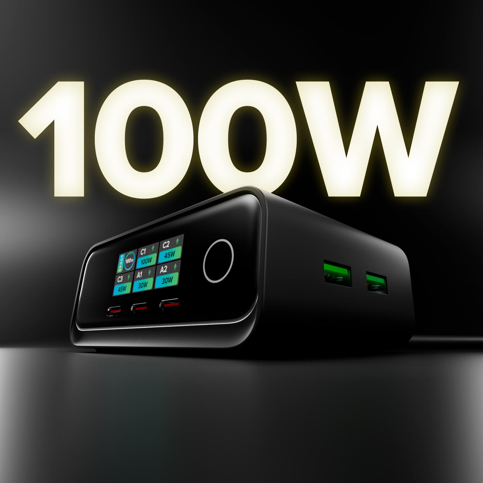 Stazione ricarica 100W PD con display TFT, 3 USB-C e 2 USB-A per laptop 2/7