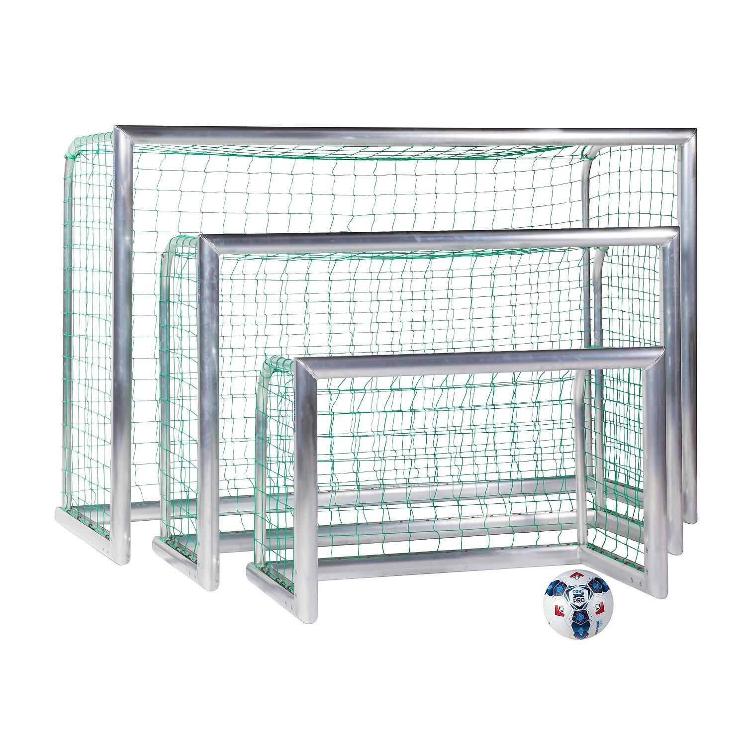 Mini-Fußballtor Professional Kompakt, Alu-Naturblank Inkl. Netz, grün (MW 10 3/6