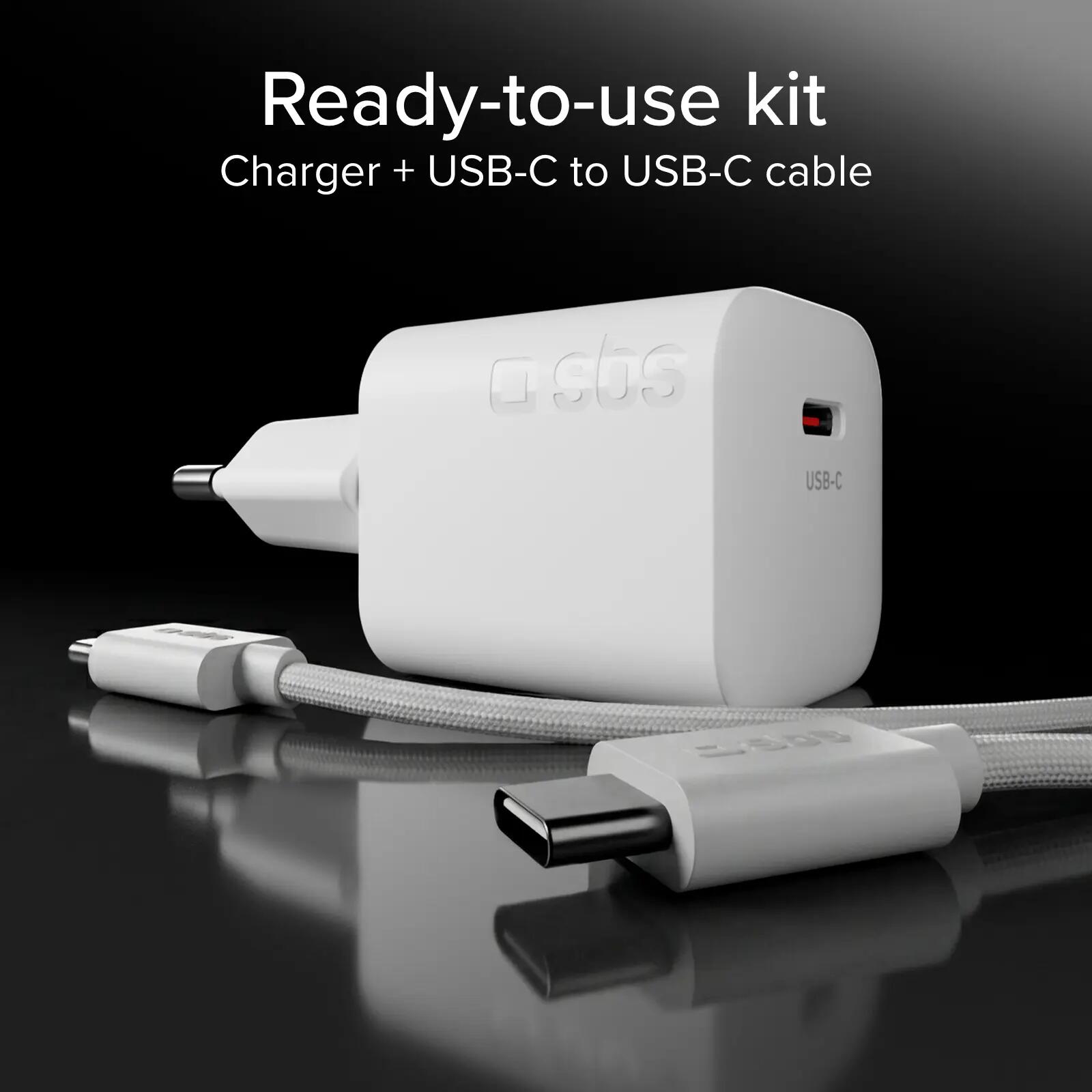 Kit caricatore da muro 40W e cavo USB-C intrecciato antigroviglio da 1,5 m 6/7