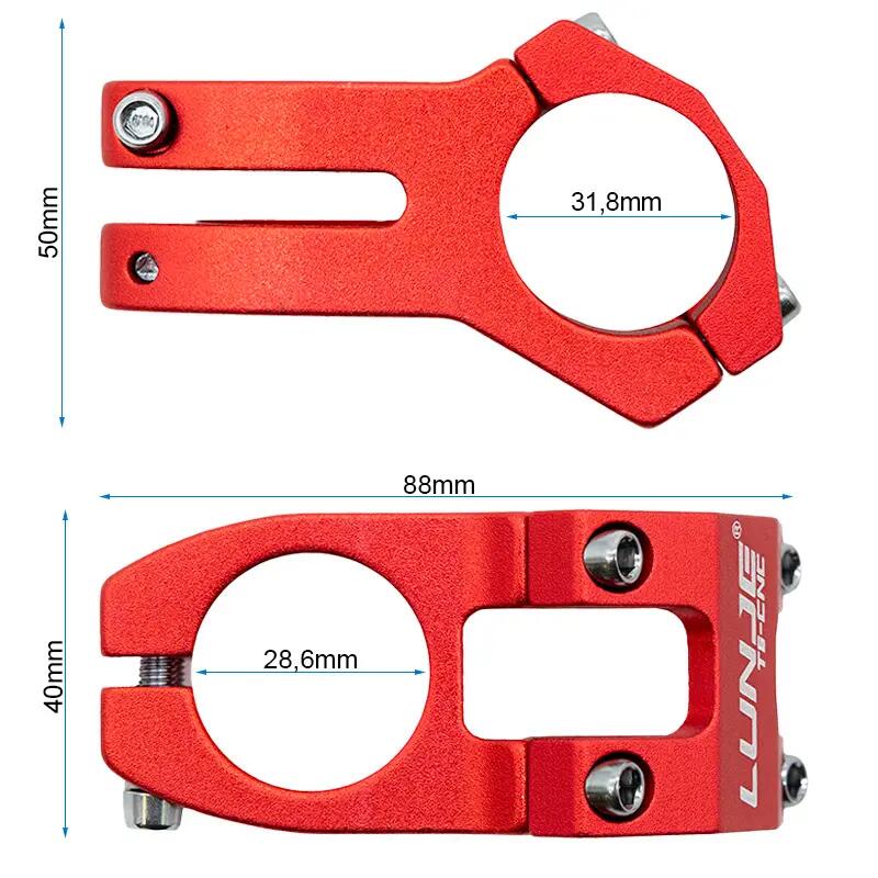 Potencia para manillares de 31,8mm EWPM-001 rojo 3/4