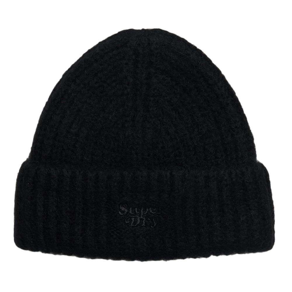 Superdry Women's Black Rib Knit Beanie Hat