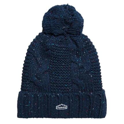 Superdry Damen Rib Knit Beanie Mütze Marine