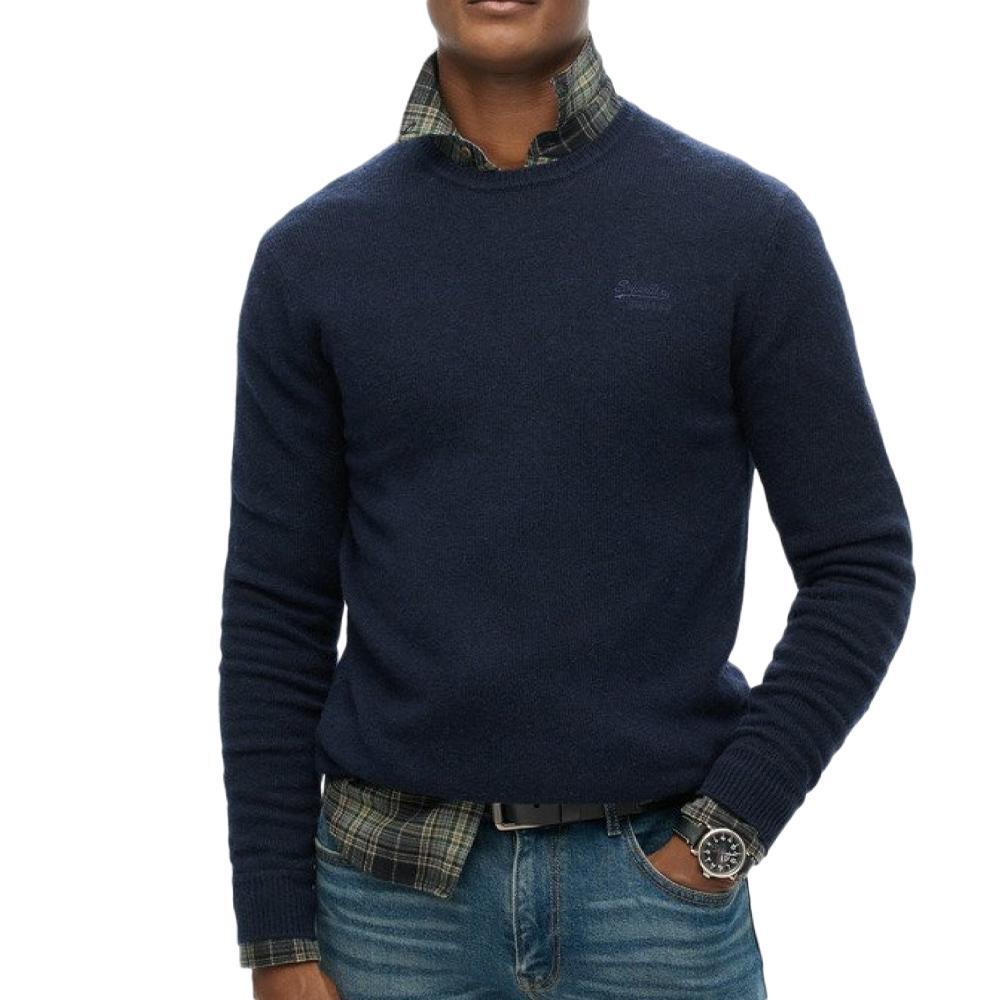 Superdry Men's Essential Slim Fit Crew Neck Jumper in Navy