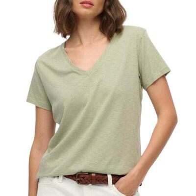 Dames-t-shirt met v-hals superdry slub emb de studios